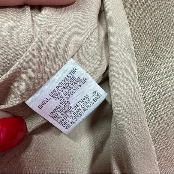 gianni bini blazer jacket sz 4 neutral khaki ruched sleeve preppy office - Picture 7 of 9